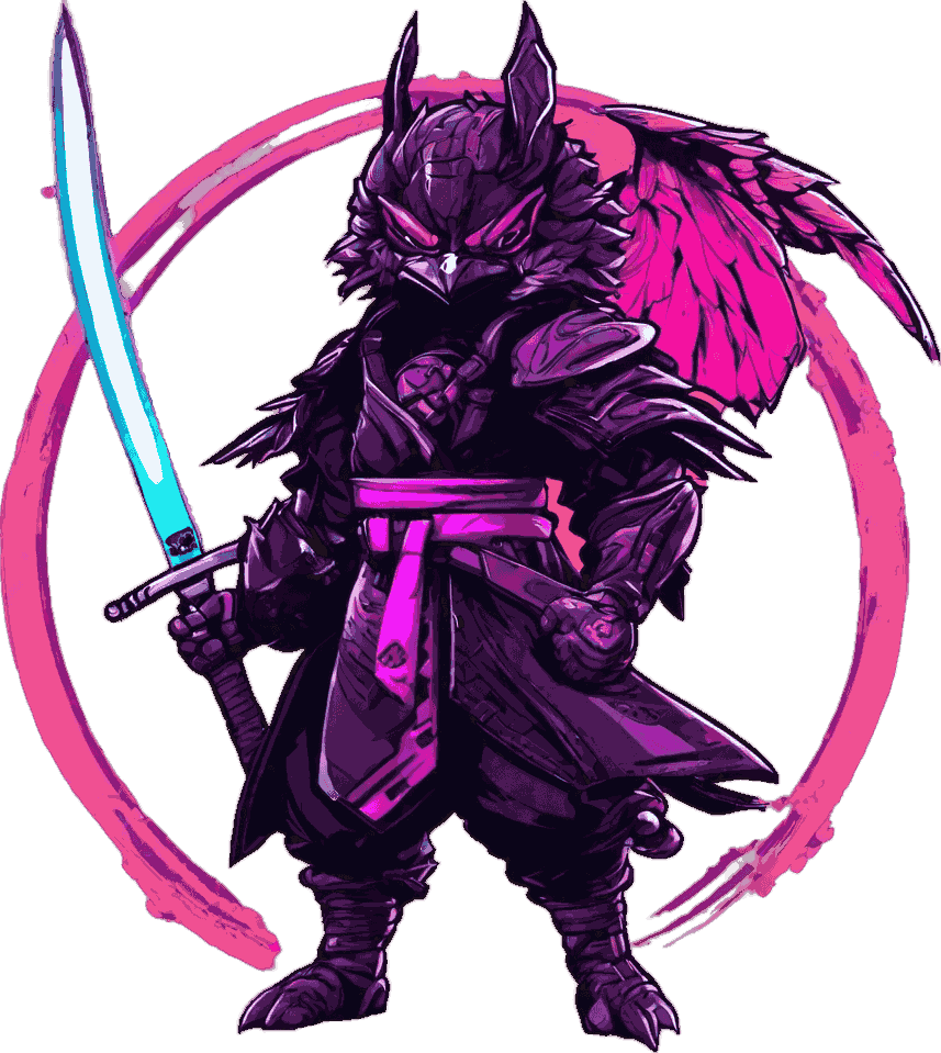 The TenguByte tengu warrior holding a katana